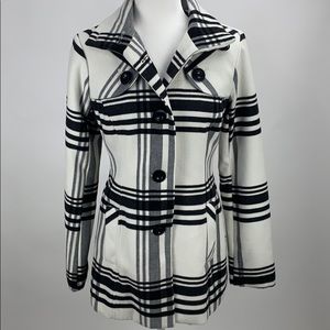 Black & White Plaid Pea Coat
